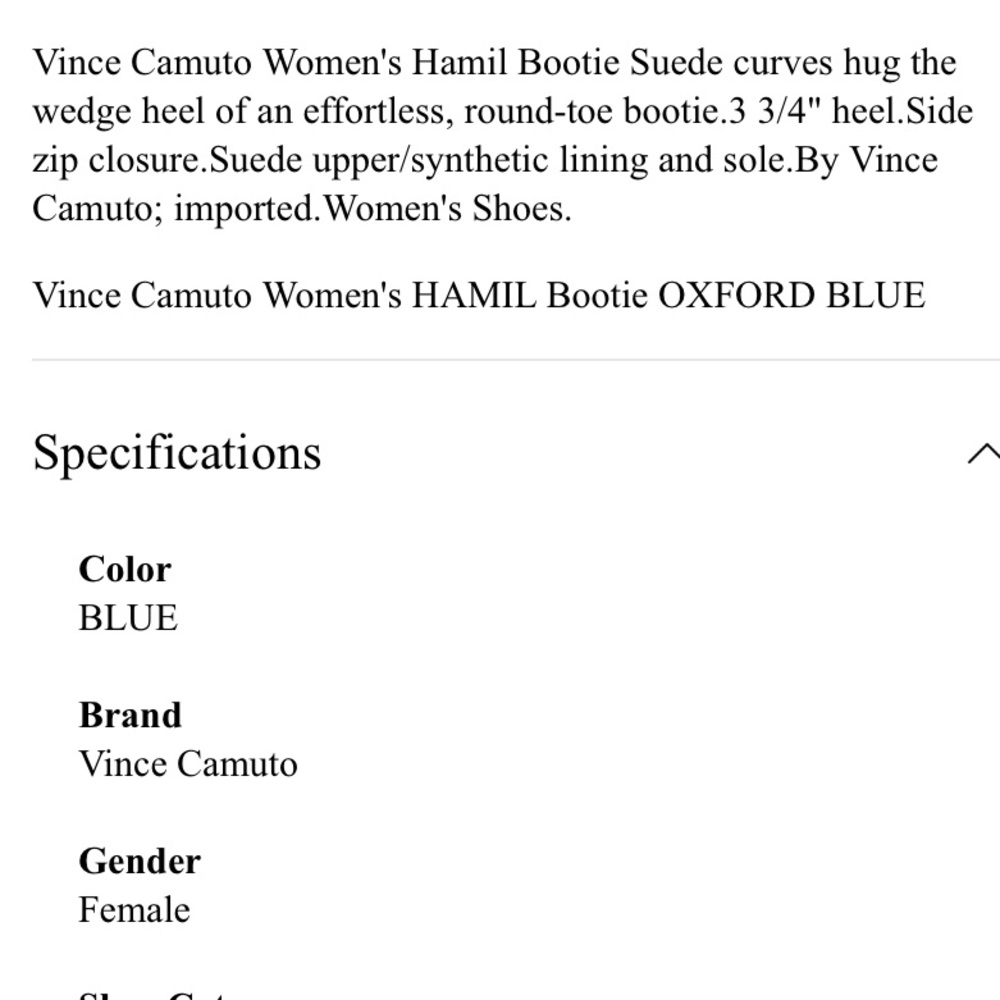 VINCE CAMUTO ‘HAMIL’ BLUE SUEDE WEDGE BOOTIE - Picture 4 of 9